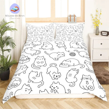 Housse de Couette Chat Blanche